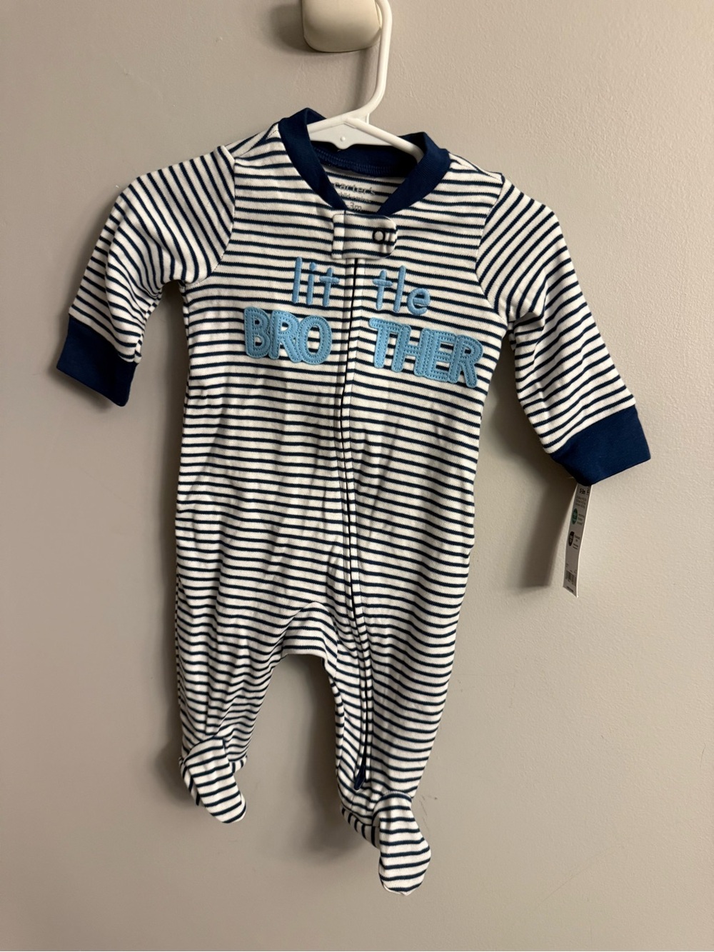 Carter’s Child of Mine Little Brother Striped Footed Sleeper 0–3M NWT